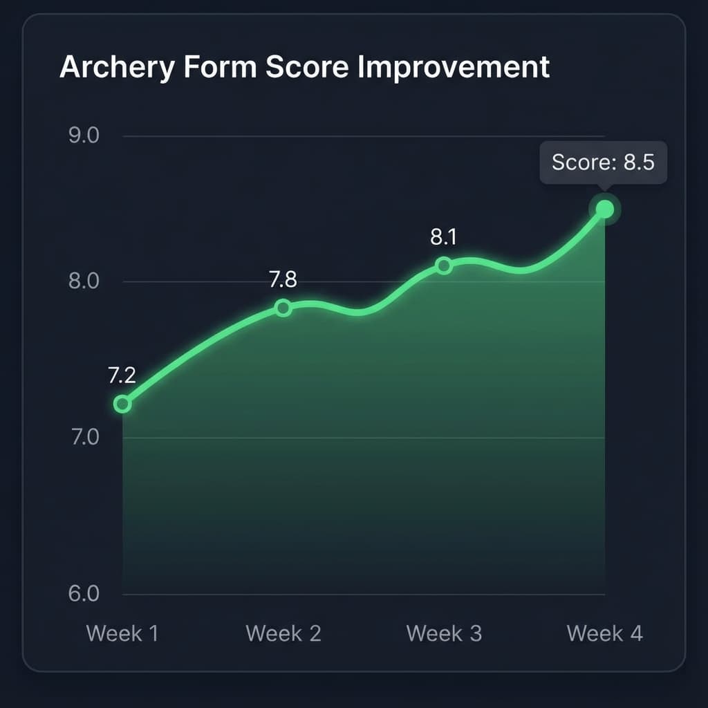Line chart showing form score improvement over 4 weeks
