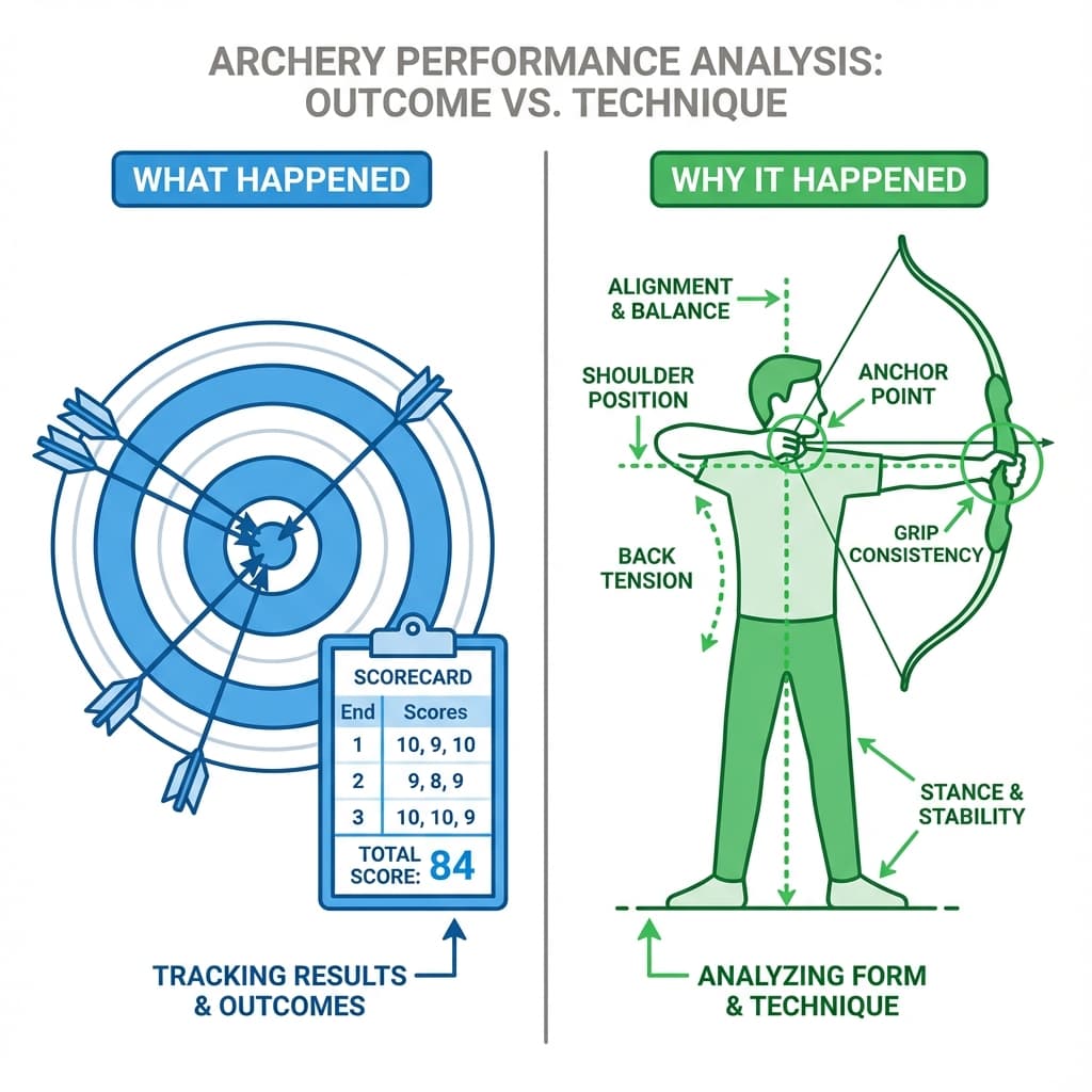 Side by side comparison: Score tracking shows what happened, form analysis shows why