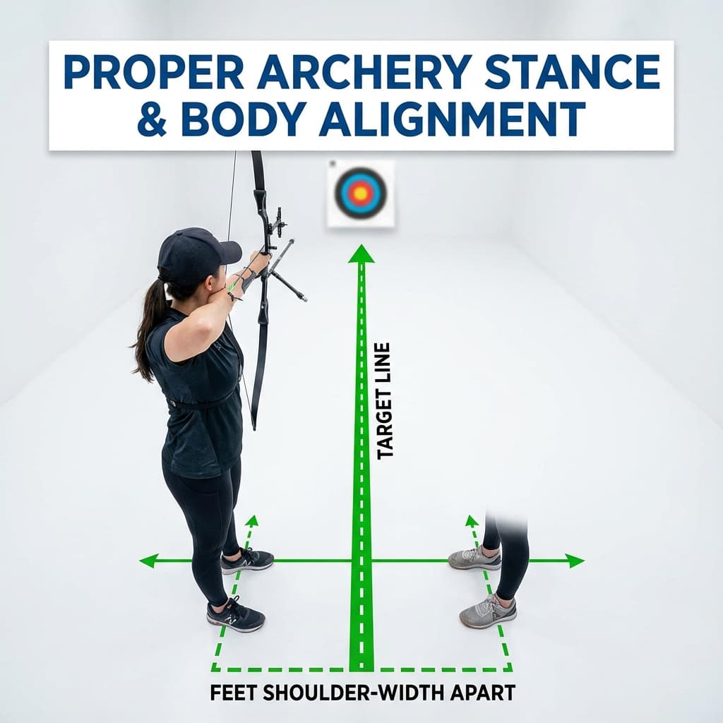 Proper archery stance and body alignment